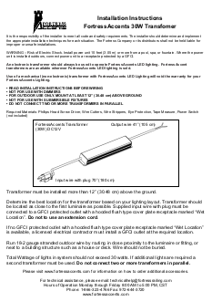 FortressAccents™ Lighting 30W Transformer Instructions