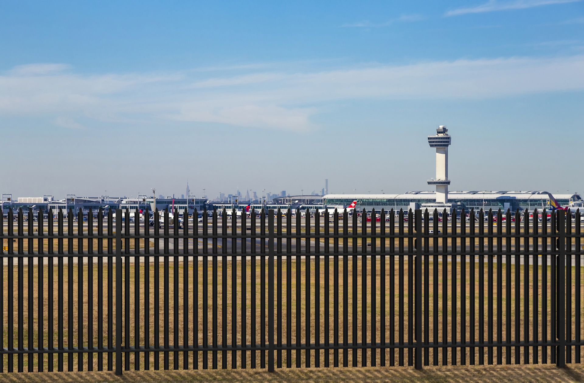 High security fencing surrounding airport